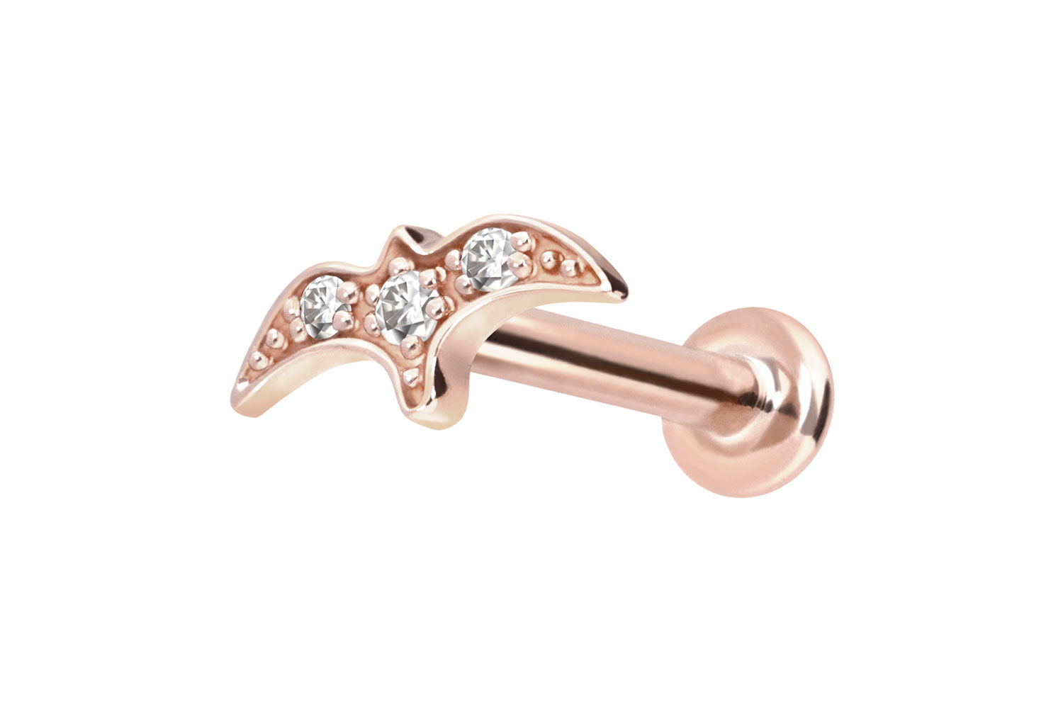 14 Karat Gold Labret Piercing mit Push Fit MOISSANIT-SCHWALBE